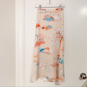 Wilfred Silk Slip Patterned Midi Skirt Size 00